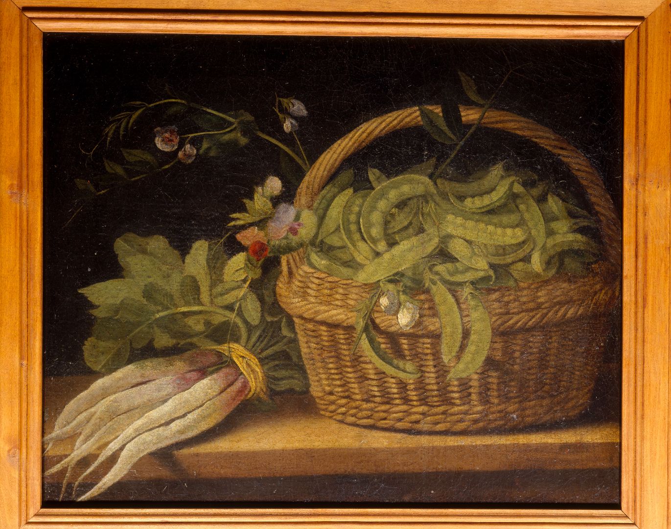 Nature morte au panier, petits pois et navets, XVIIIe siècle, par un artiste français anonyme. Besançon, Musée Des Beaux-Art Et D'Archéologie